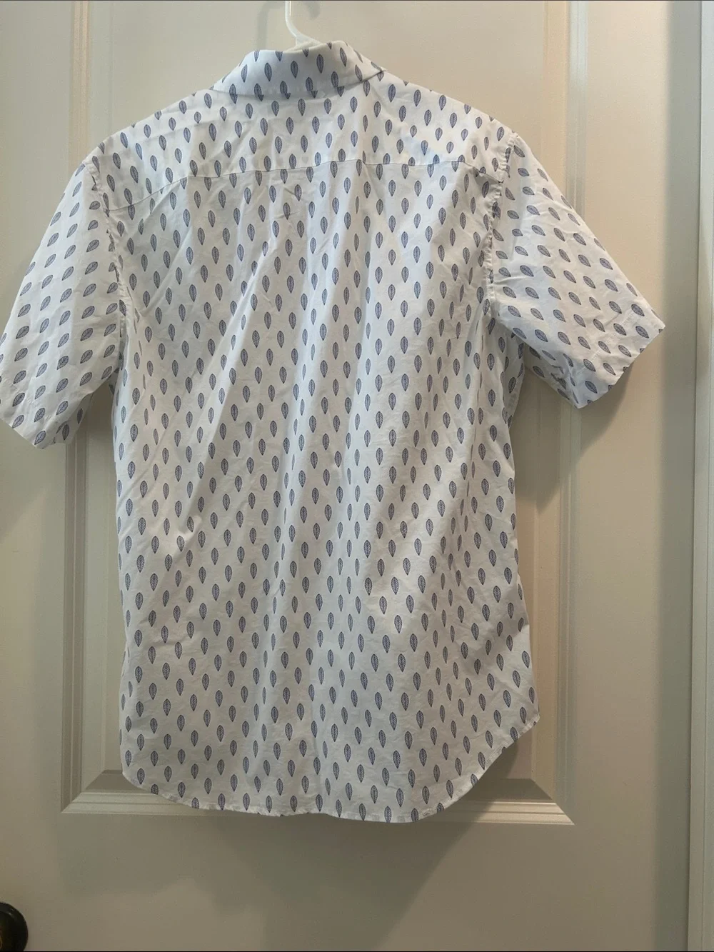 Banana Republic Tech Stretch Cotton Leaf Print Button Shirt Short Sleeve M Slim